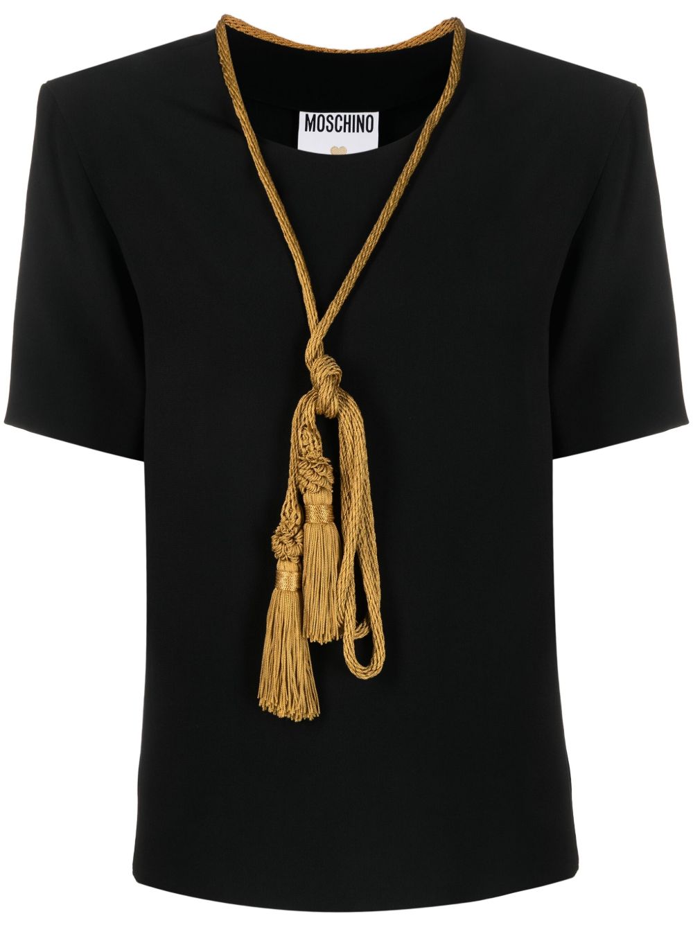 Moschino Pre-Owned 绳结细节T恤（2000年代典藏款） - 黑色