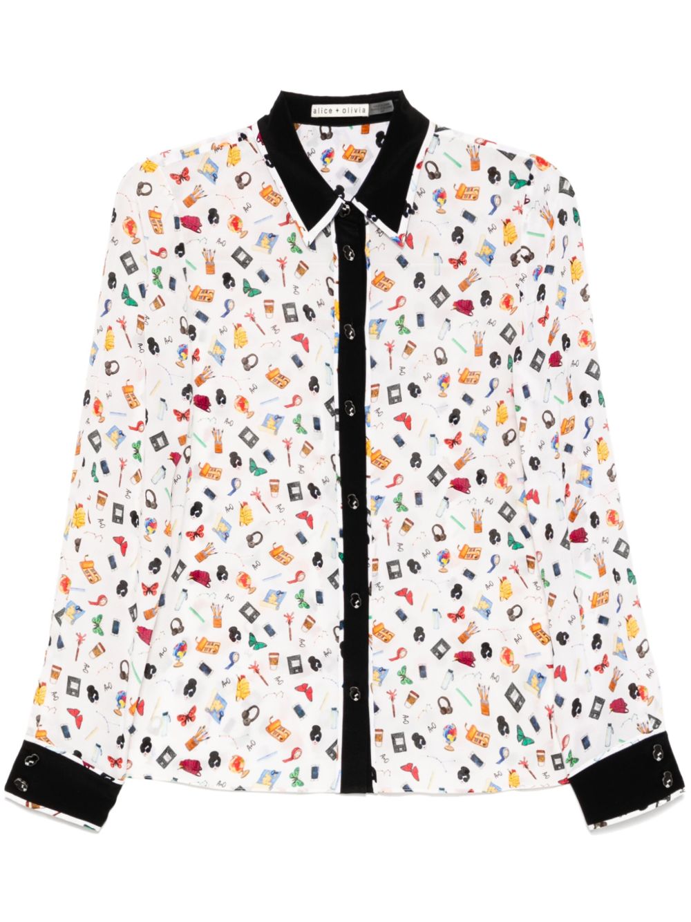 alice + olivia Willa Stace Face 混合衬衫 - 白色