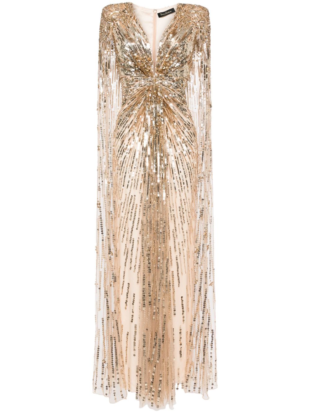 Jenny Packham Gold Rush 亮片斗篷式礼服 - 金色