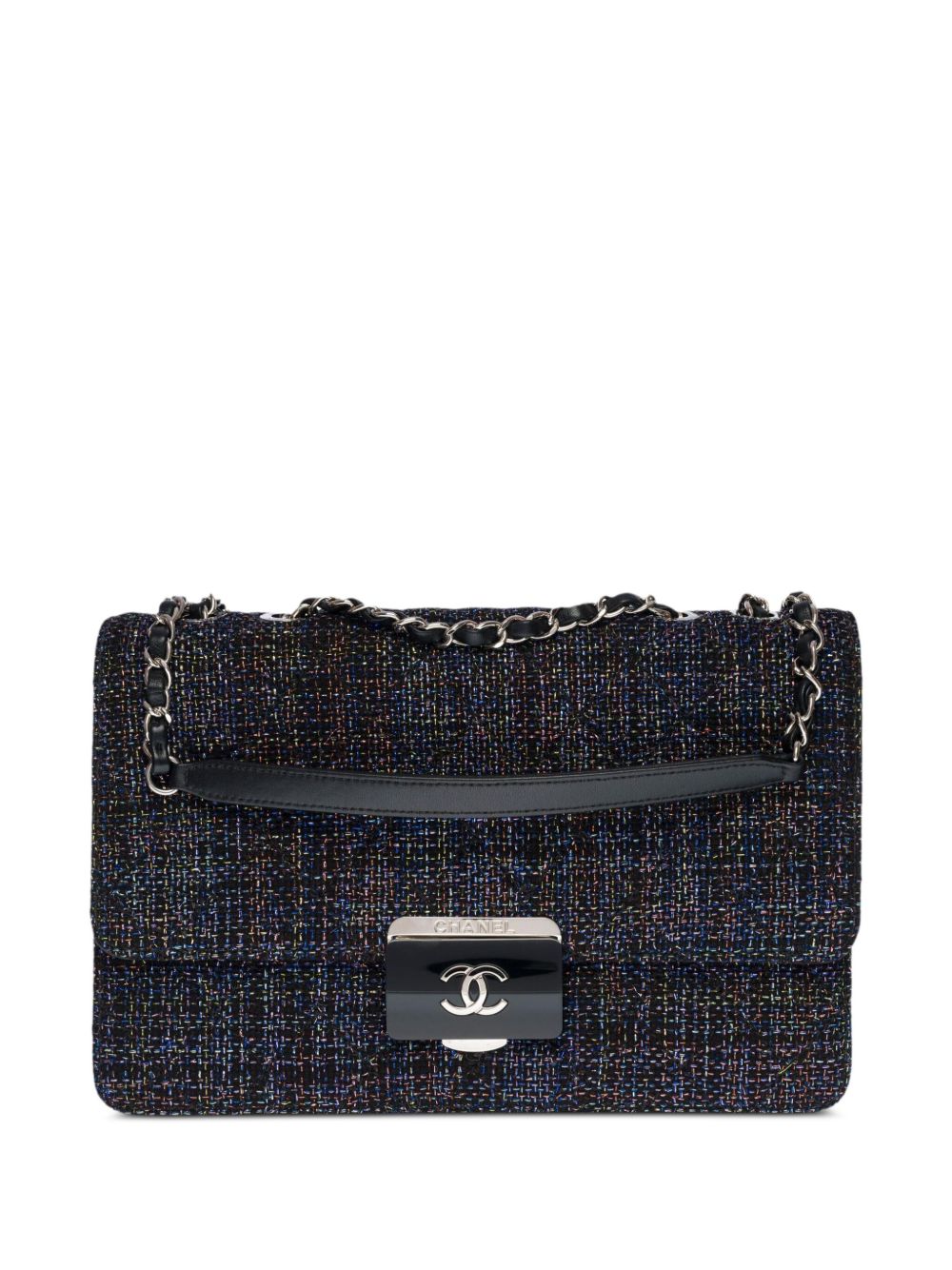 CHANEL Pre-Owned Beauty Lock Flap 粗花呢单肩包（2017年典藏款） - 黑色