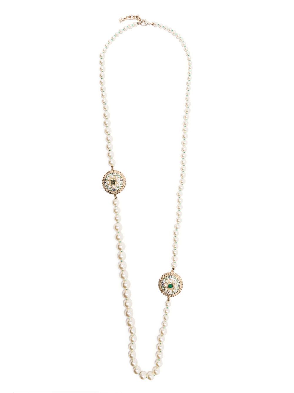 CHANEL Pre-Owned 粗花呢细节人造珍珠项链（2015年典藏款） - 白色