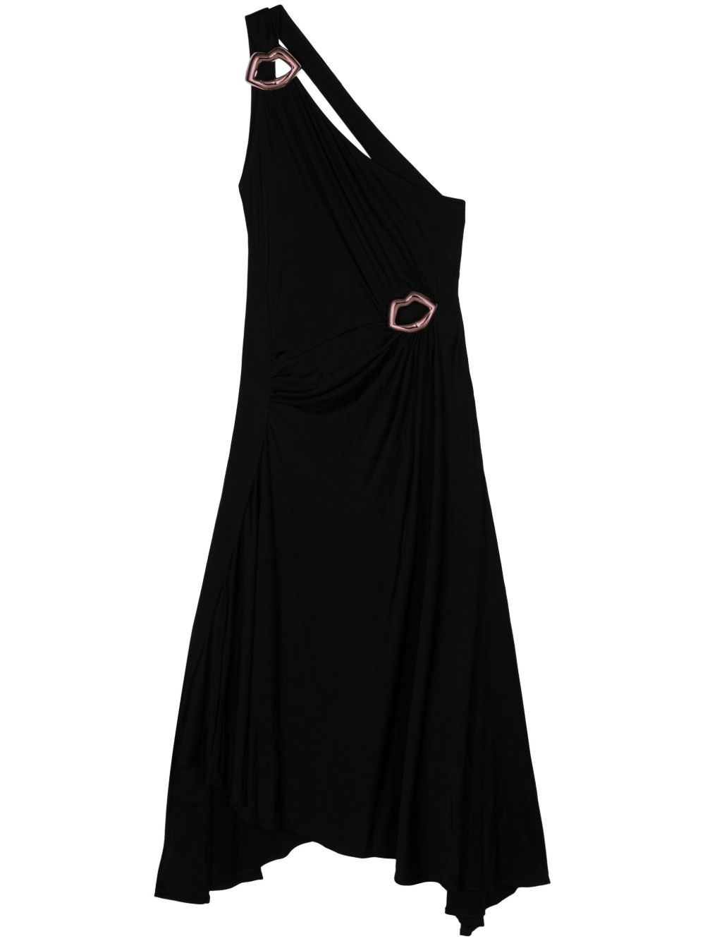 Sonia Rykiel 嘴唇图案不对称中长连衣裙 - 黑色