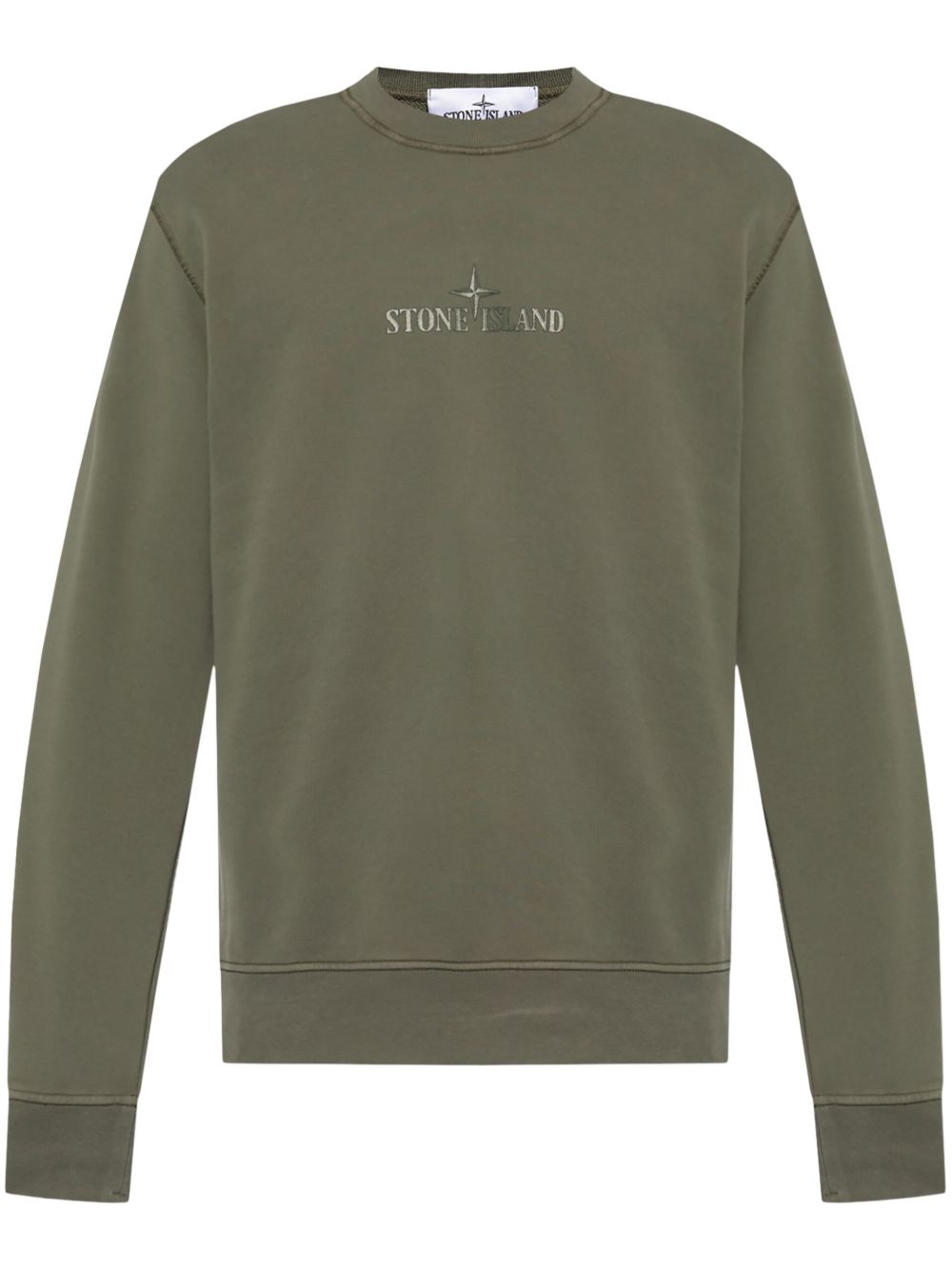 Stone Island logo印花棉卫衣 - 绿色