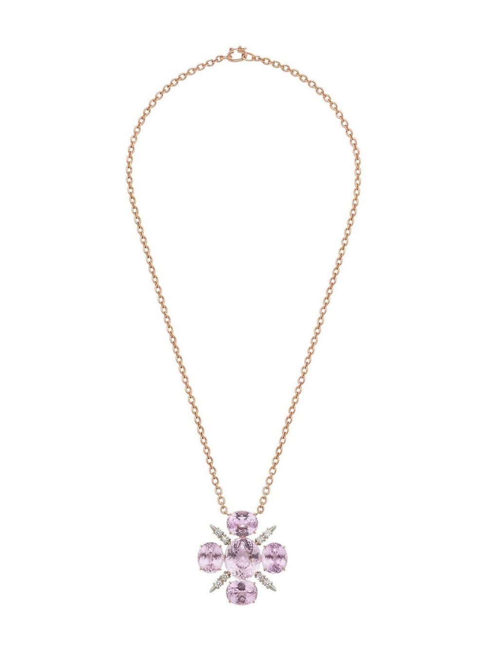 Irene Neuwirth 18K玫瑰金 Gemmy Gem 紫锂辉石钻石项链 - 紫色
