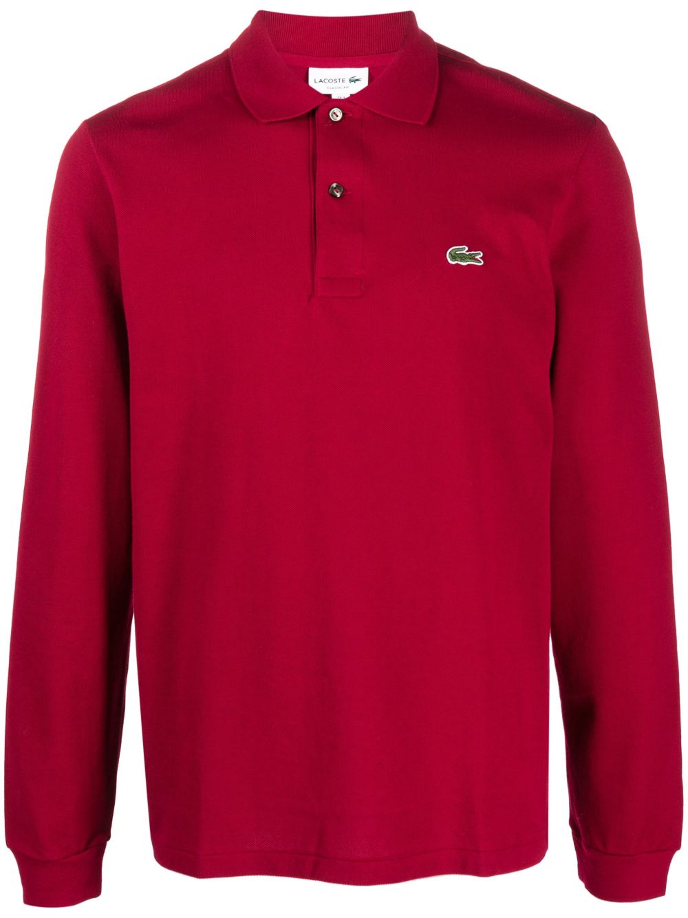 Lacoste 标贴长袖棉polo衫 - 红色