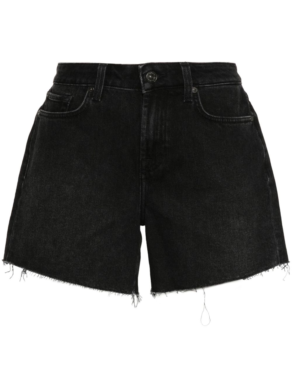 7 For All Mankind 毛边牛仔短裤 - 黑色