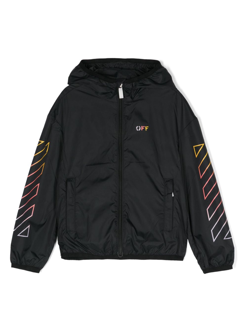 Off-White Kids 箭头图案连帽防风衣 - 黑色