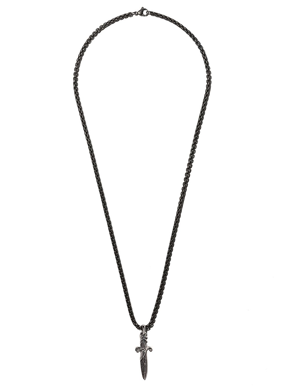 David Yurman 纯银 Waves Dagger 钻石吊坠 - 黑色