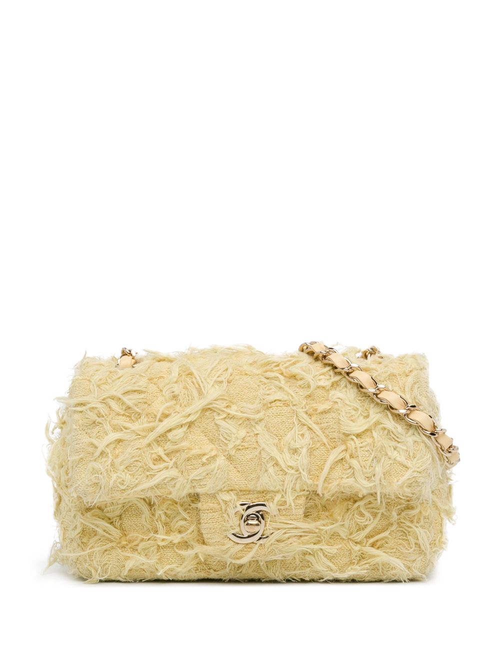 CHANEL Pre-Owned Rectangular Classic Tweed Single Flap 迷你斜挎包（2020年典藏款） - 黄色