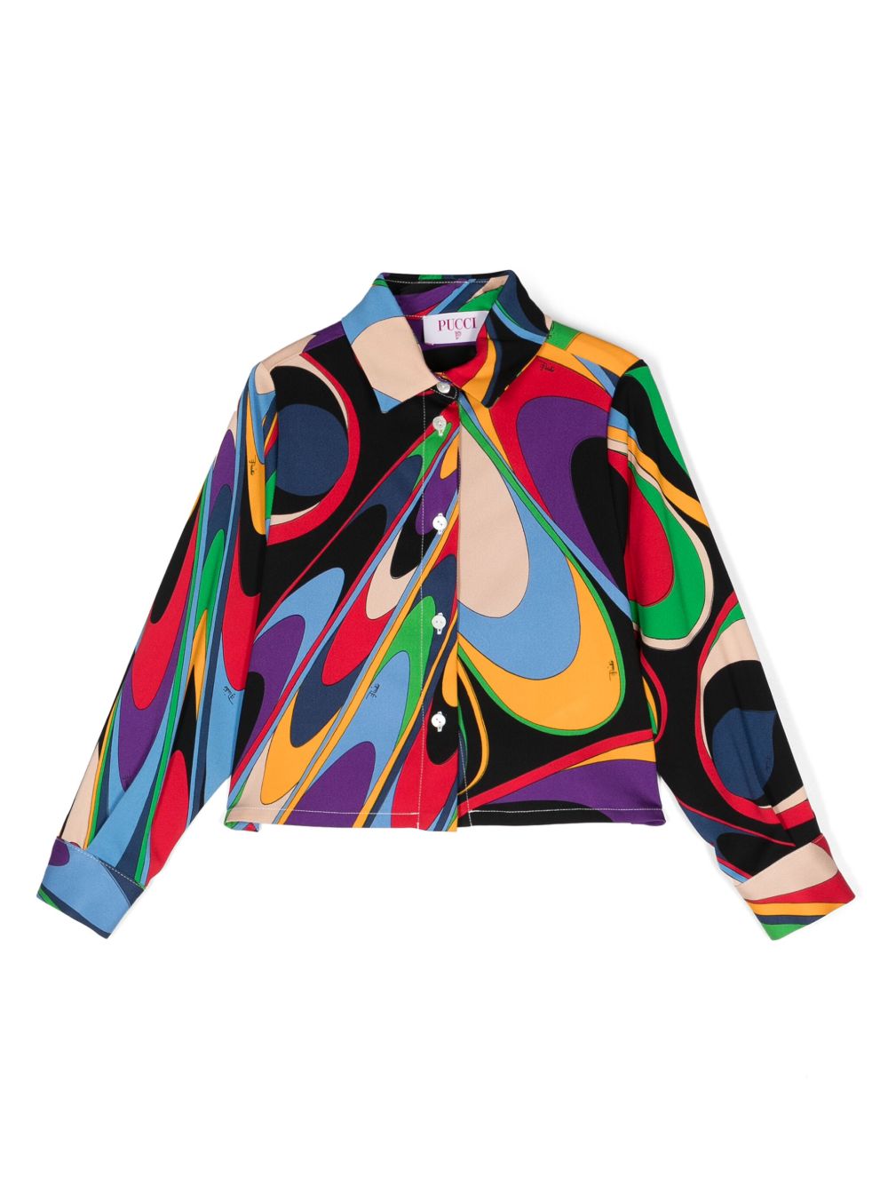 PUCCI Junior Onde 印花长袖衬衫 - 黑色