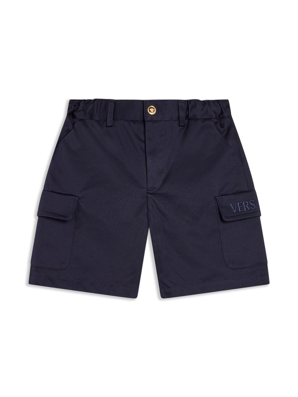 Versace Kids logo刺绣短裤 - 蓝色