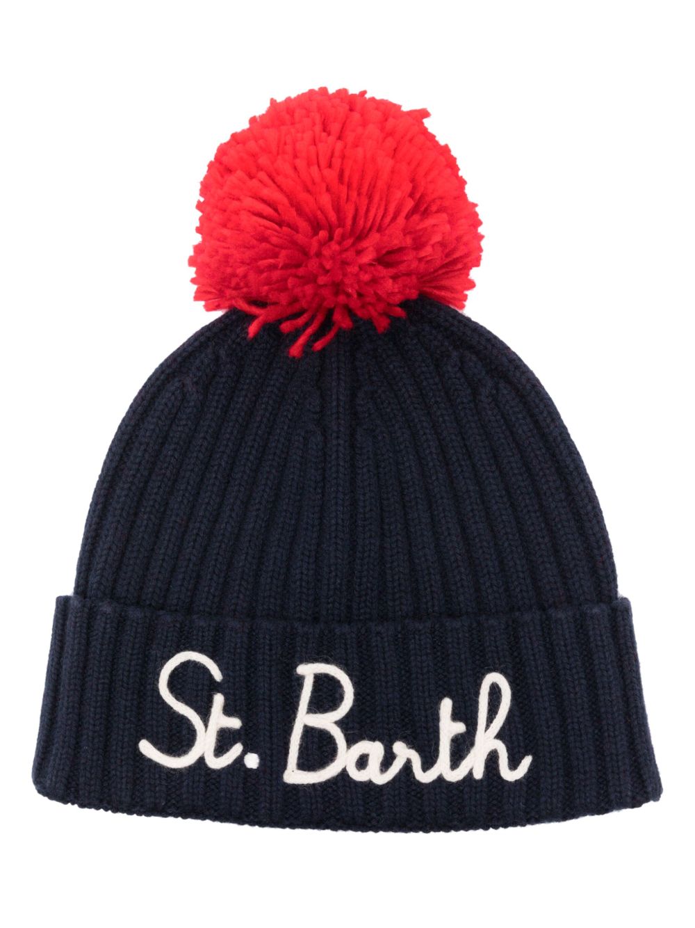 MC2 Saint Barth 绒球细节罗纹针织套头帽 - 蓝色