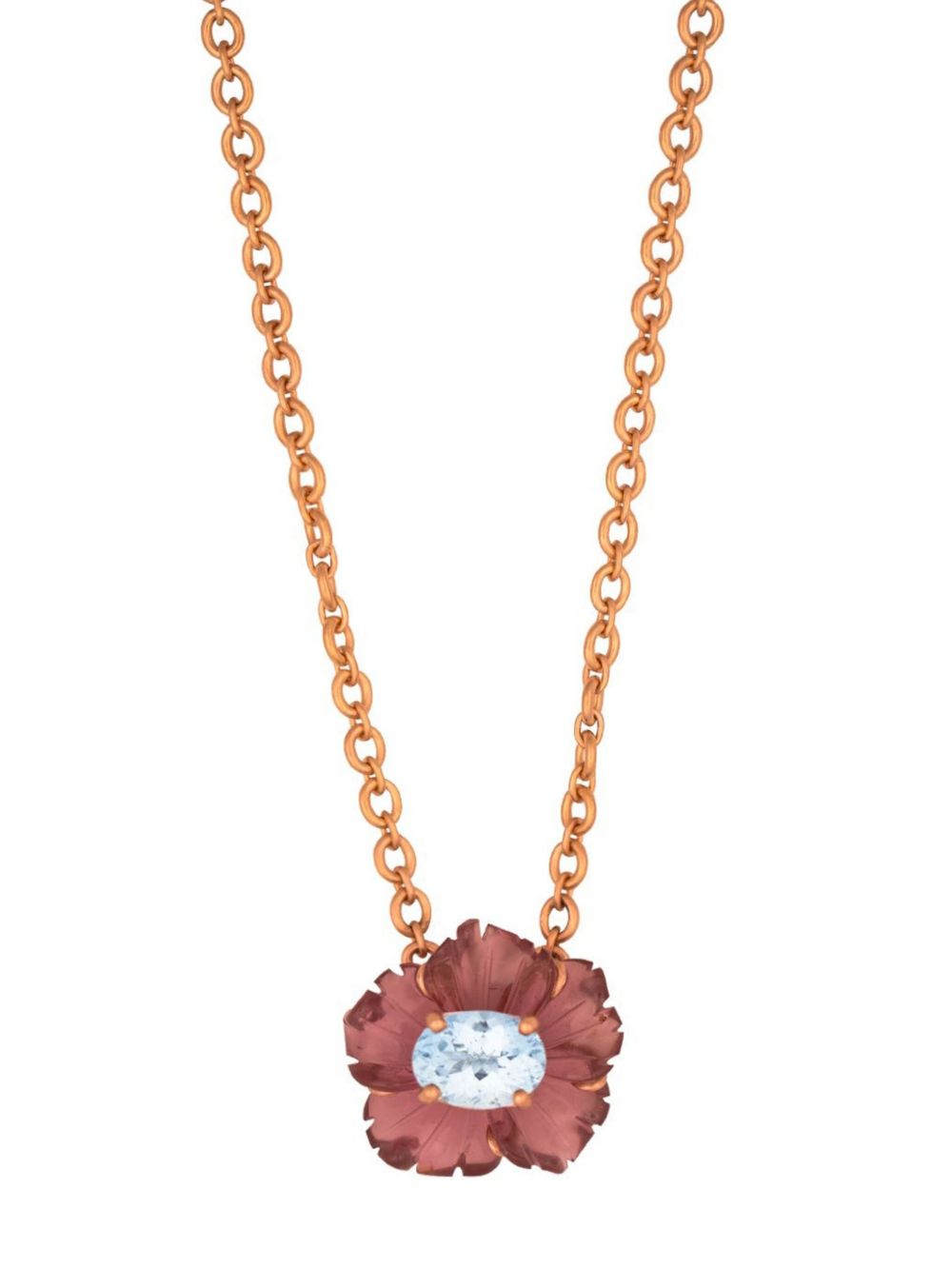 Irene Neuwirth 18K玫瑰金 Botanical Tropical Flower 碧玺海蓝宝石项链 - 粉色