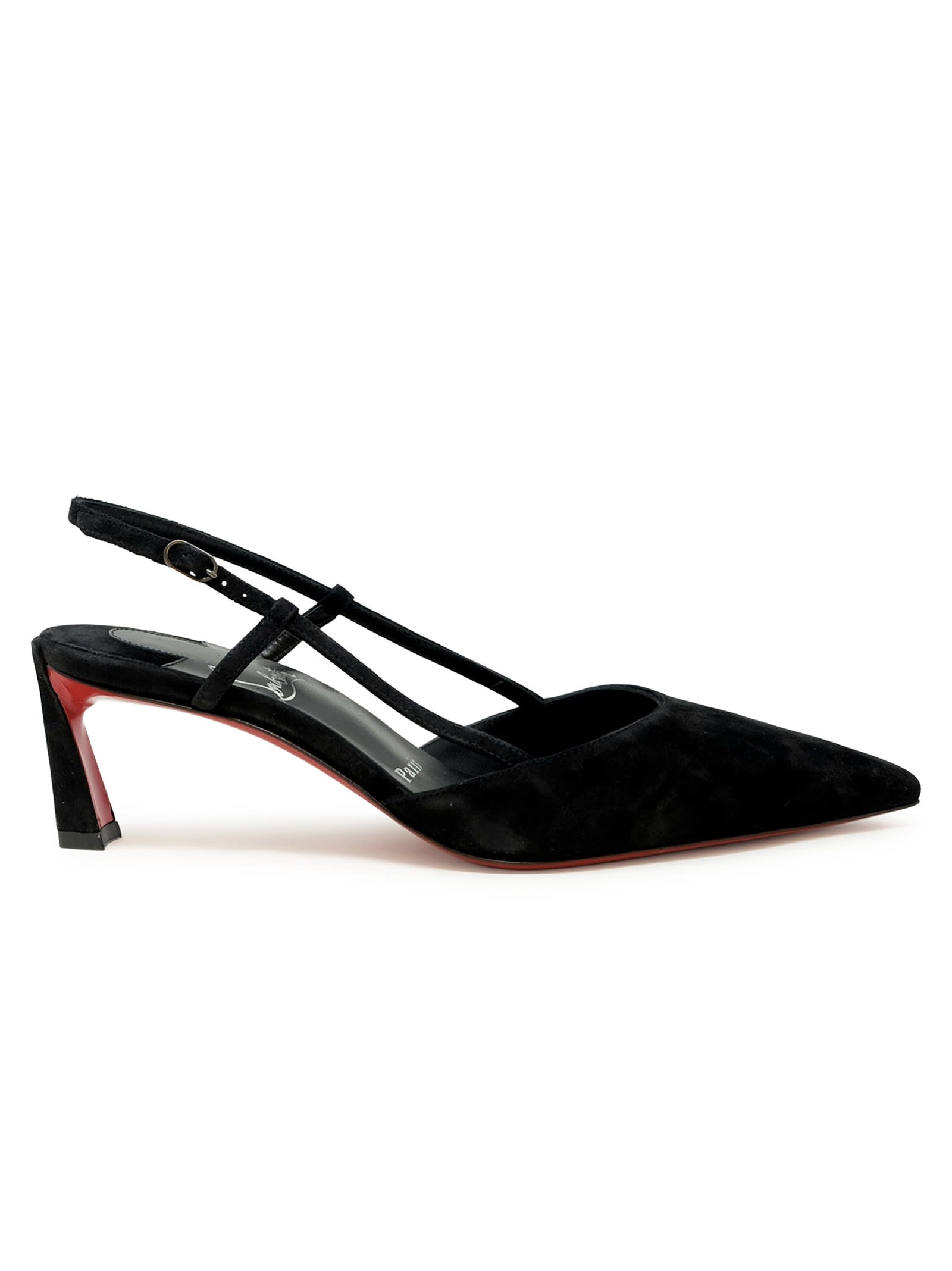 Christian Louboutin 黑色丝绒小牛皮 Condorline 55mm 露跟高跟鞋