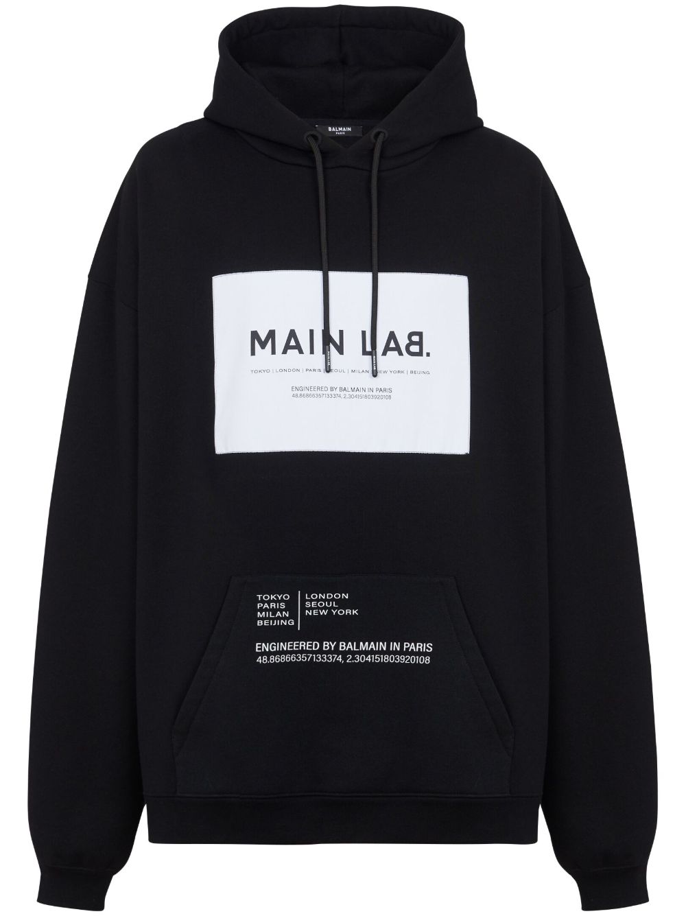 Balmain 标贴棉混纺连帽衫 - 黑色