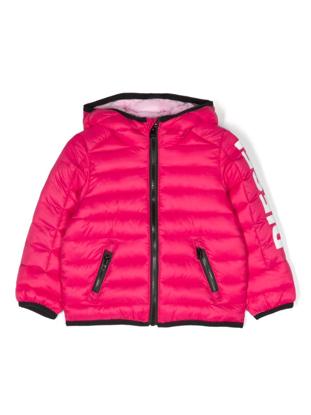 Diesel Kids logo印花填充夹克 - 粉色