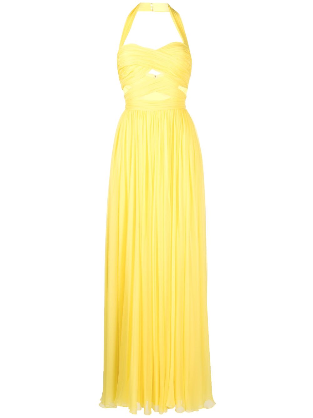 Zuhair Murad 垂坠镂空真丝礼服 - 黄色