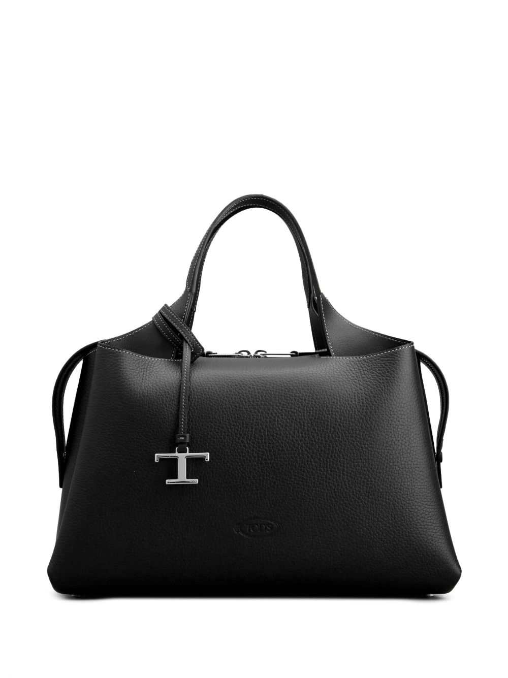 Tod's logo吊饰印花皮质单肩包 - 黑色