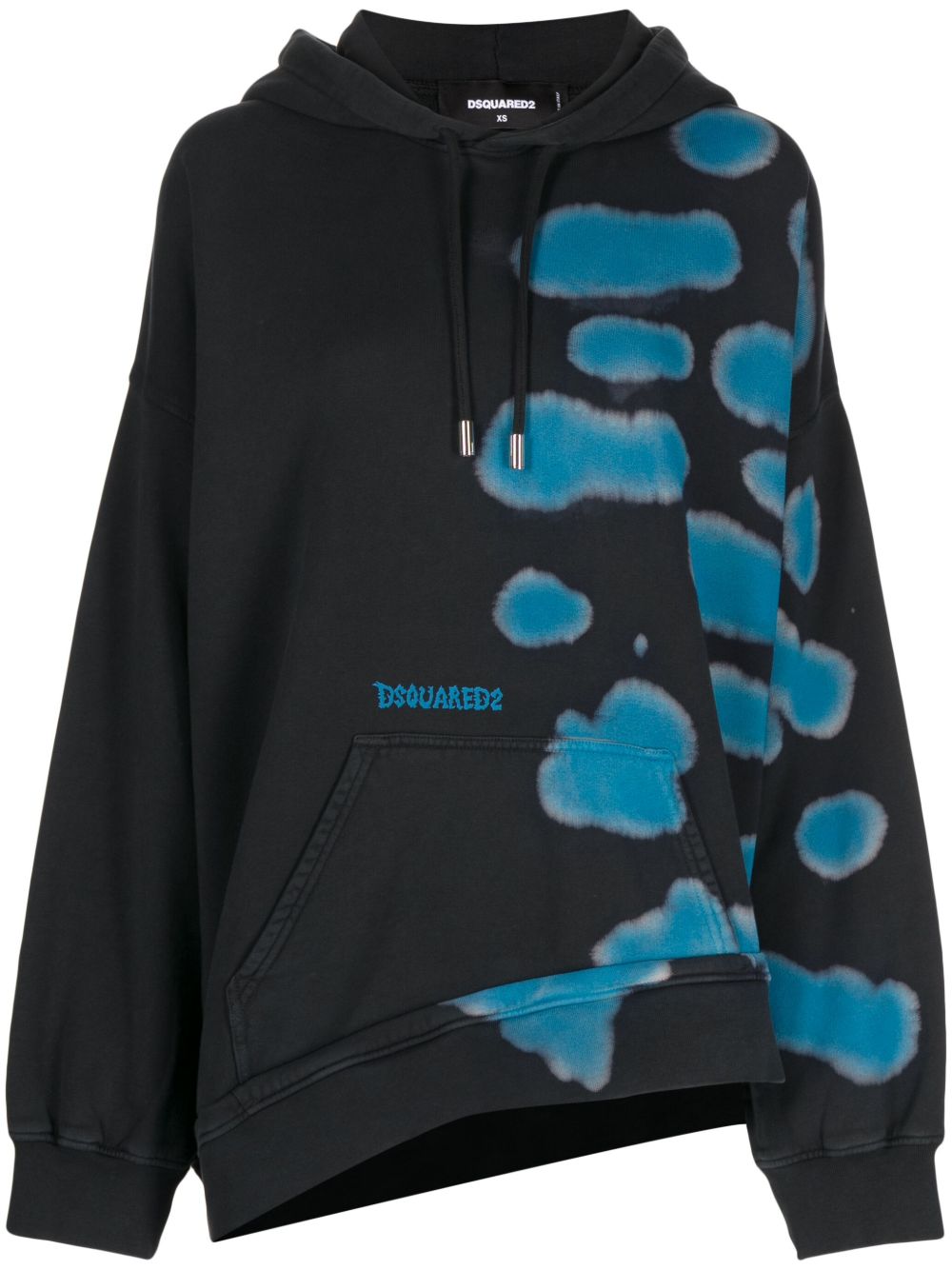 DSQUARED2 不对称松垮连帽衫 - 黑色