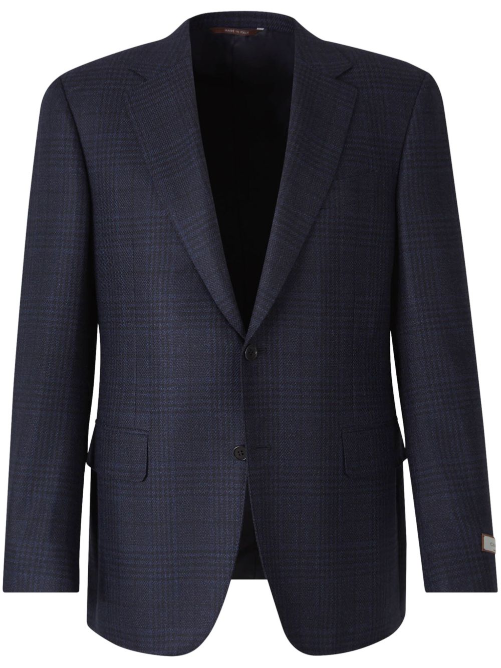 Canali 格纹羊毛西装夹克 - 蓝色