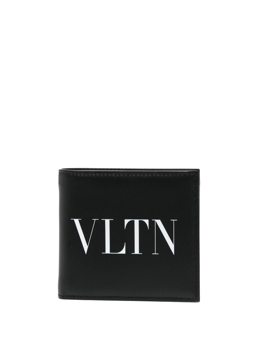 Valentino Garavani logo印花皮质钱包 - 黑色