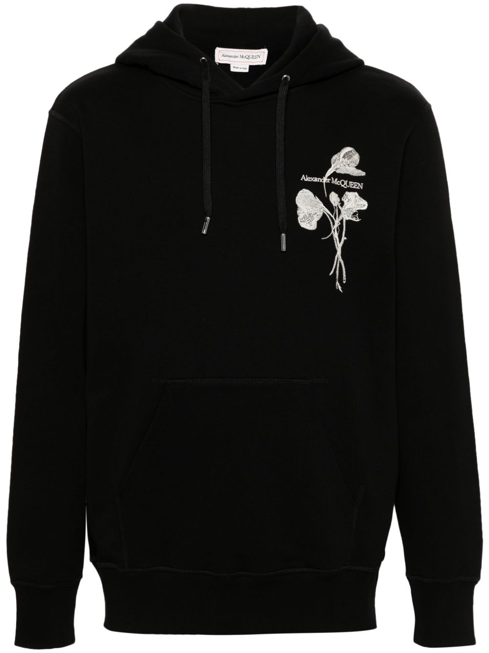 Alexander McQueen logo刺绣连帽衫 - 黑色