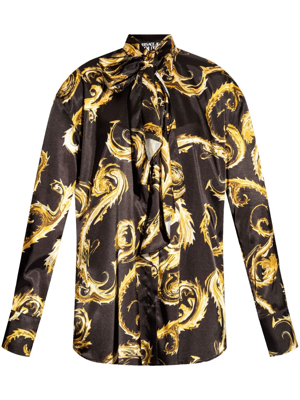 Versace Jeans Couture 系带尖钉印花衬衫 - 黑色