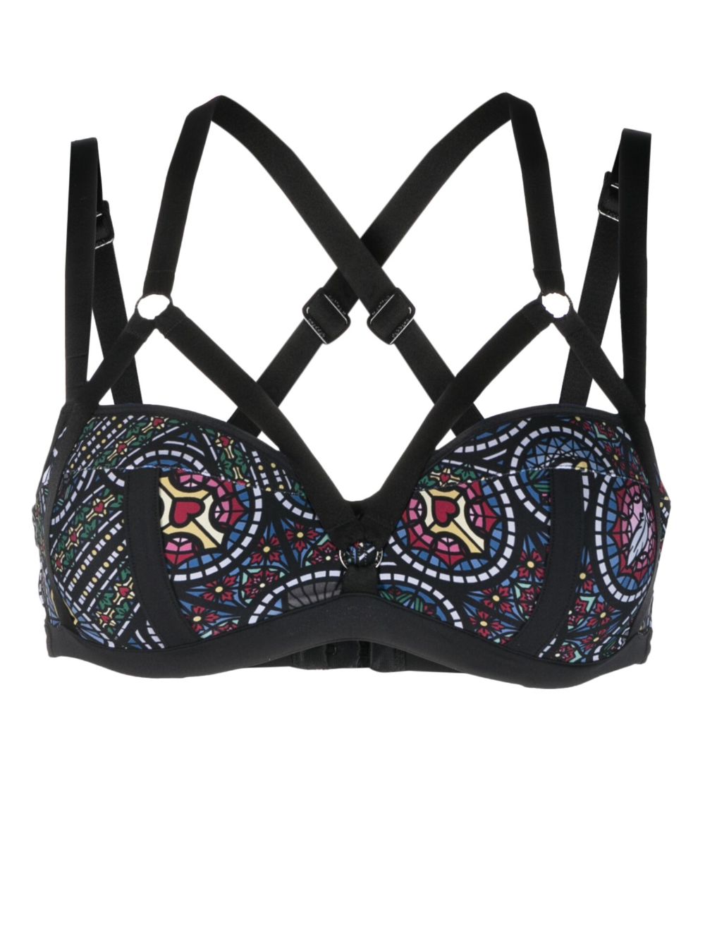 Marlies Dekkers Ecclesia 彩绘玻璃印花平台罩杯文胸 - 黑色