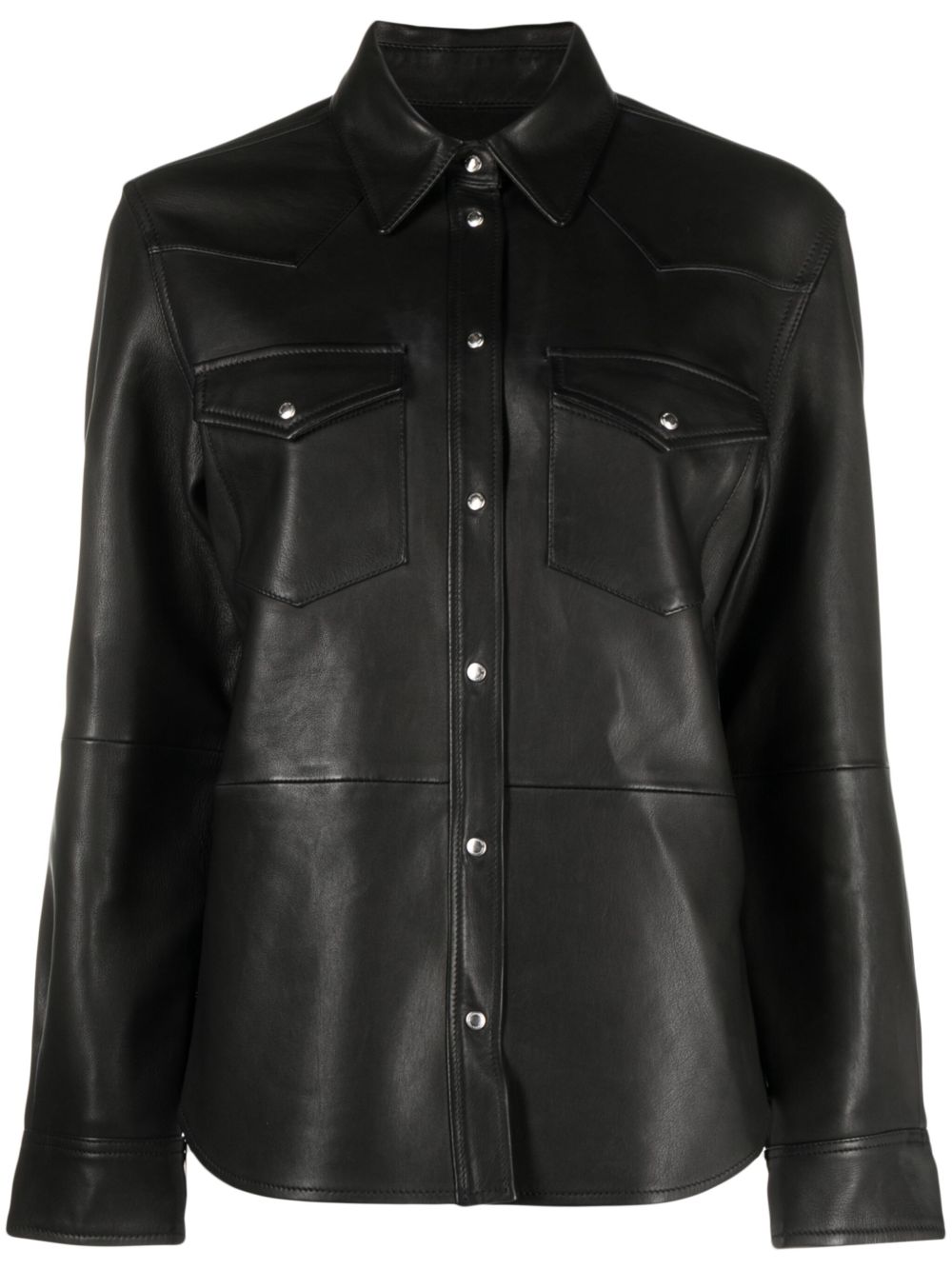 Zadig&Voltaire Thelma 摁扣皮质衬衫 - 黑色