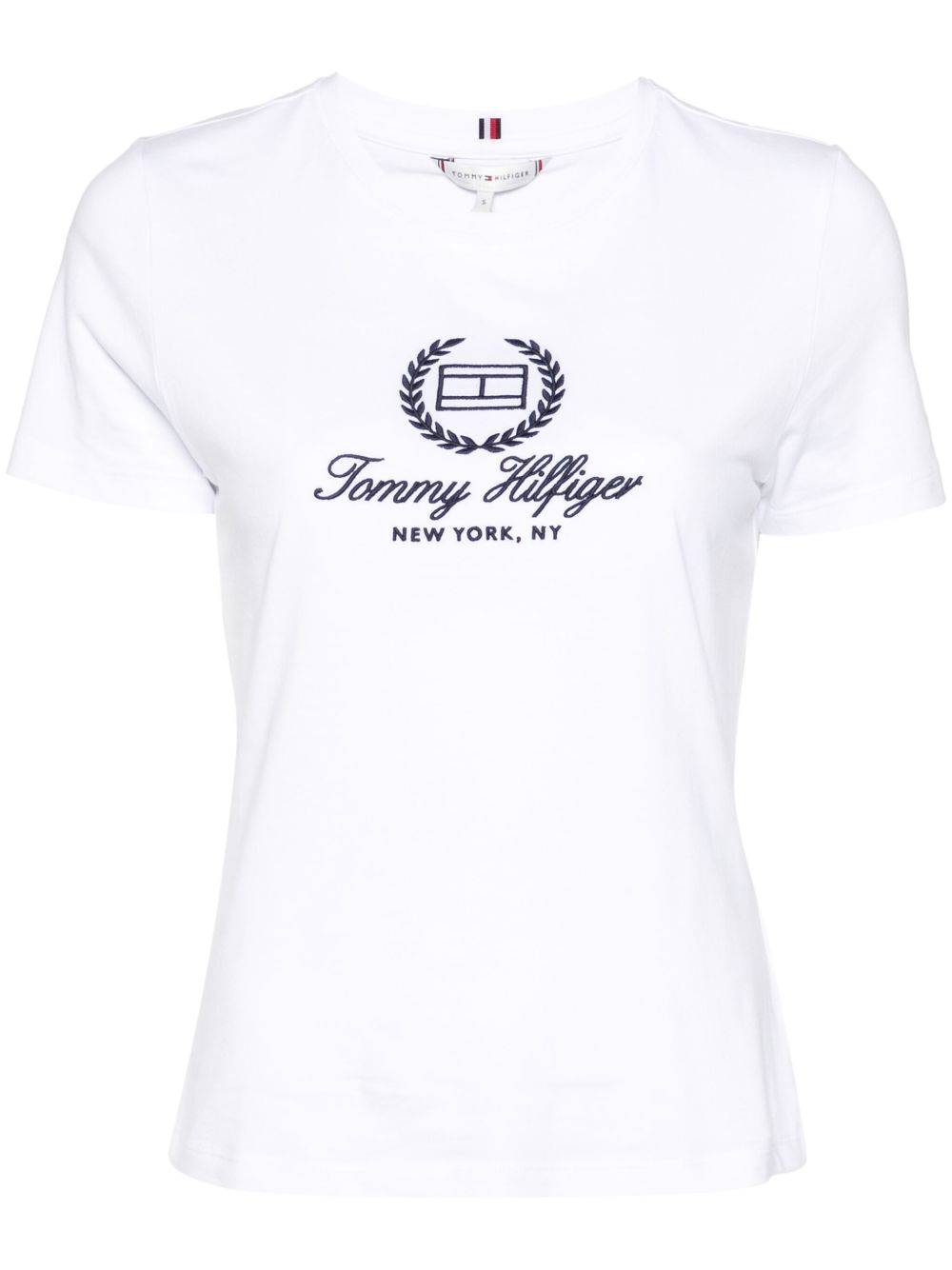 Tommy Hilfiger logo刺绣棉T恤 - 白色