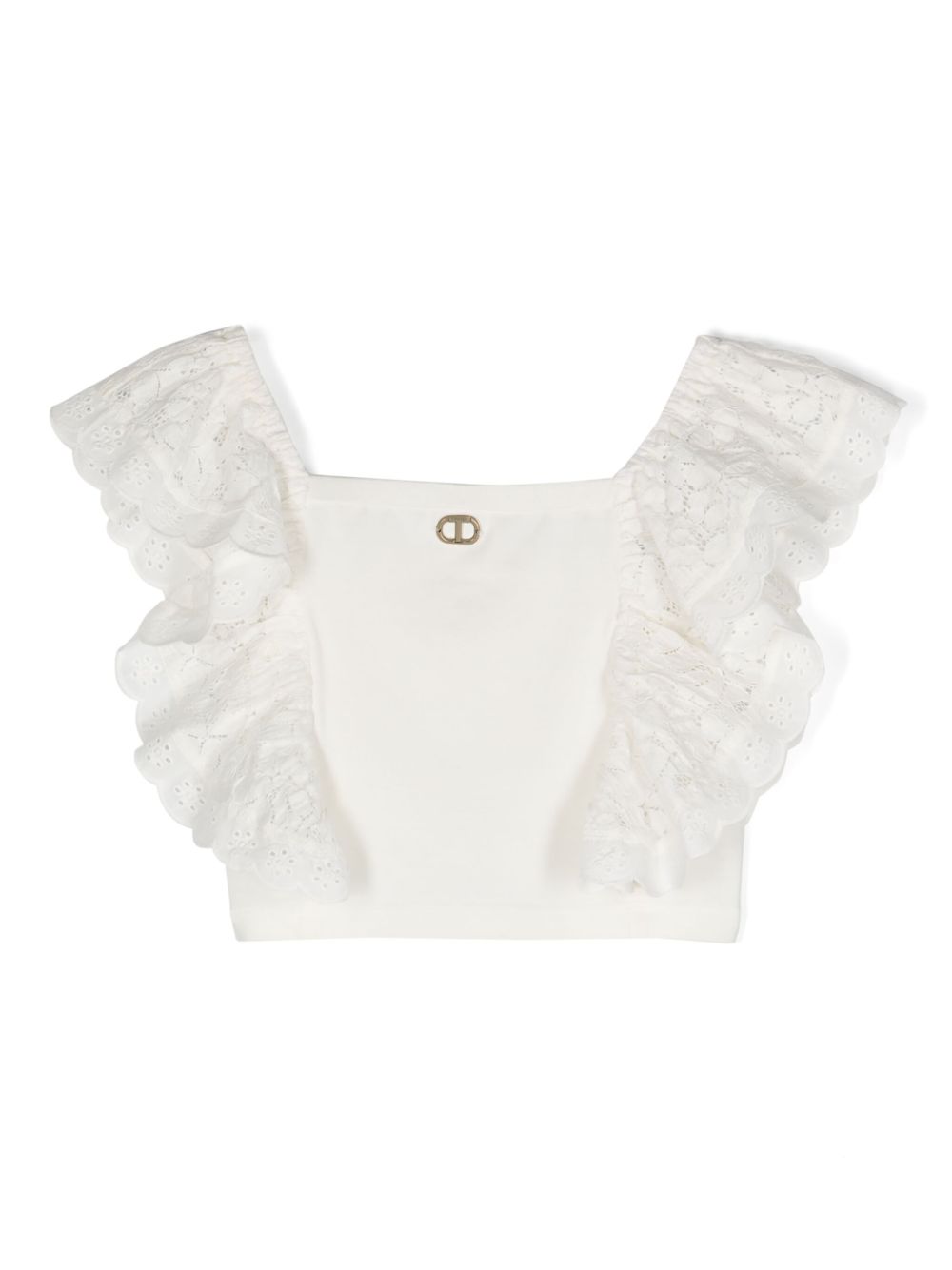 TWINSET Kids 荷叶边细节罩衫 - 中性色