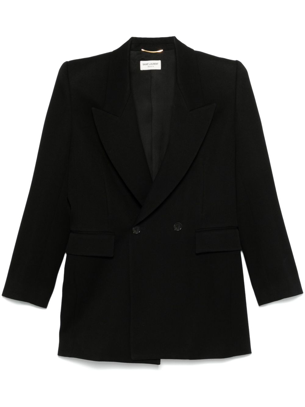 Saint Laurent 双排扣羊毛西装夹克 - 黑色