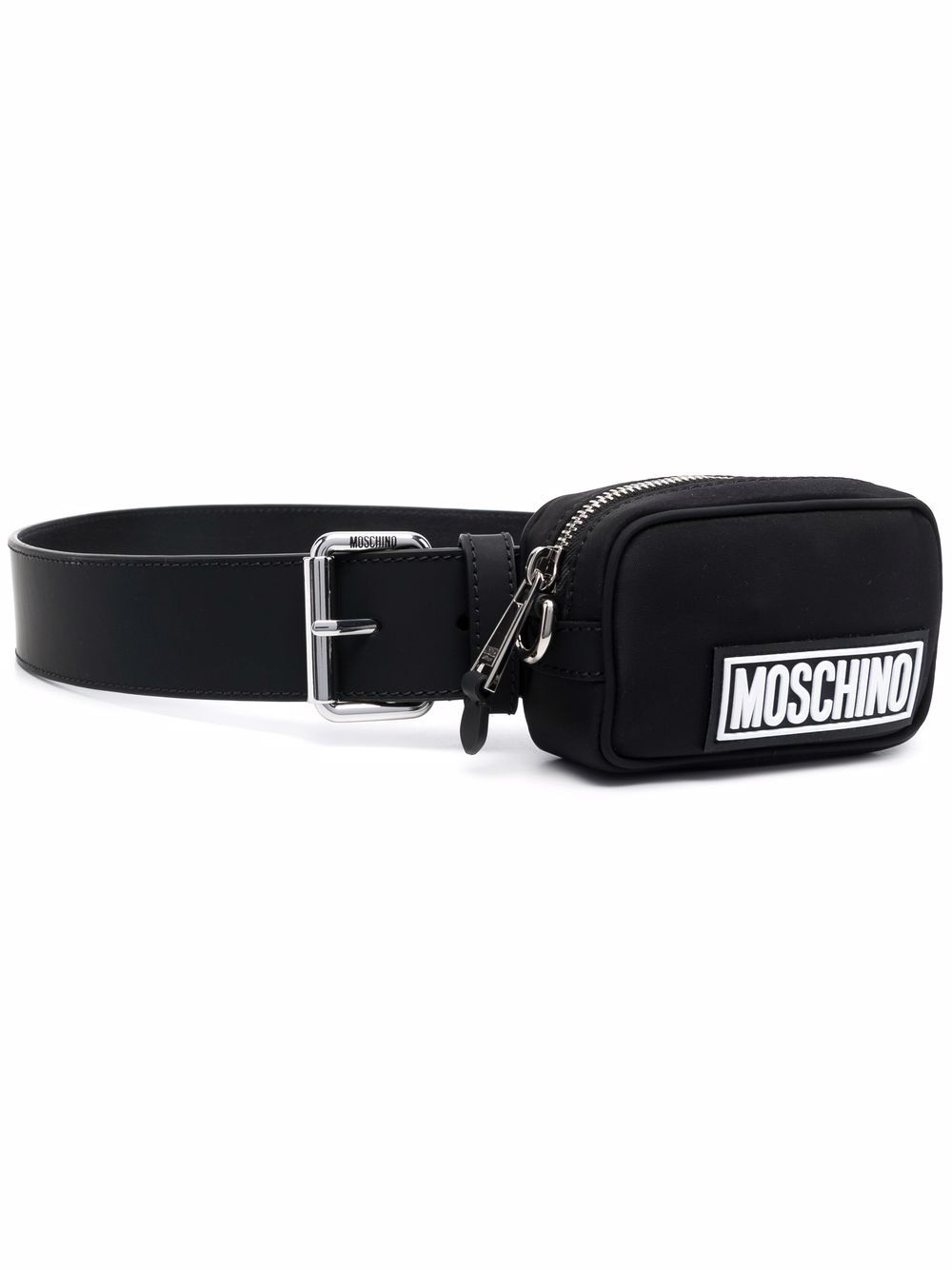 Moschino logo小袋腰带 - 黑色