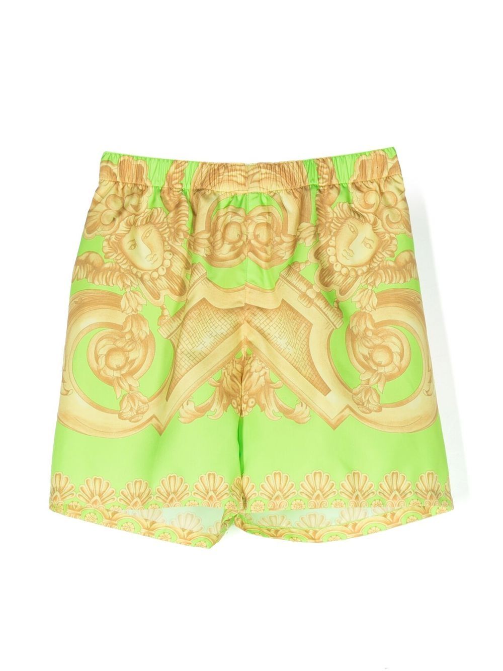 Versace Kids 巴洛克图案印花泳裤 - 绿色