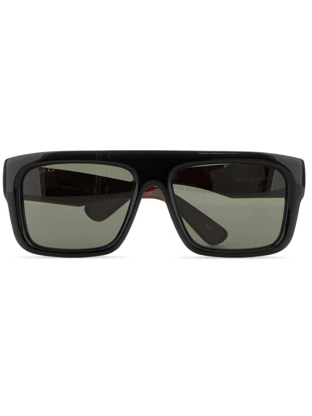 Gucci Eyewear 玳瑁纹效果长方框太阳眼镜 - 黑色