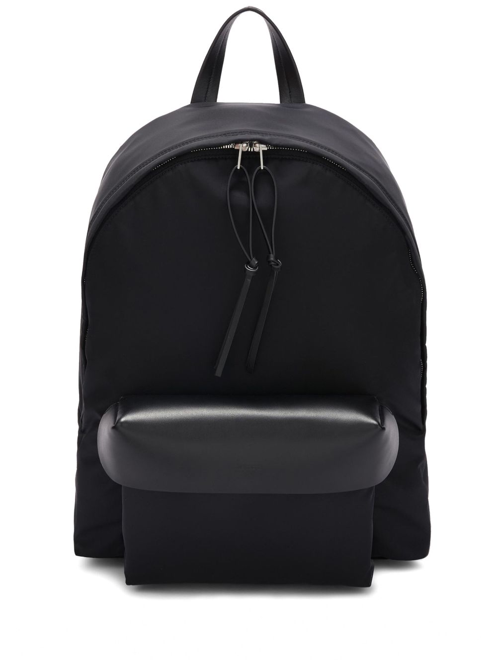 Jil Sander logo凹面压花拉链双肩包 - 黑色