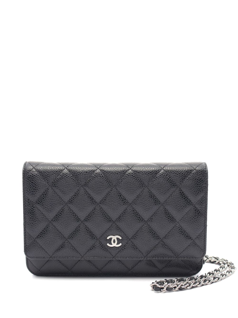 CHANEL Pre-Owned CC 菱纹绗缝搭链钱包（2021年典藏款） - 黑色