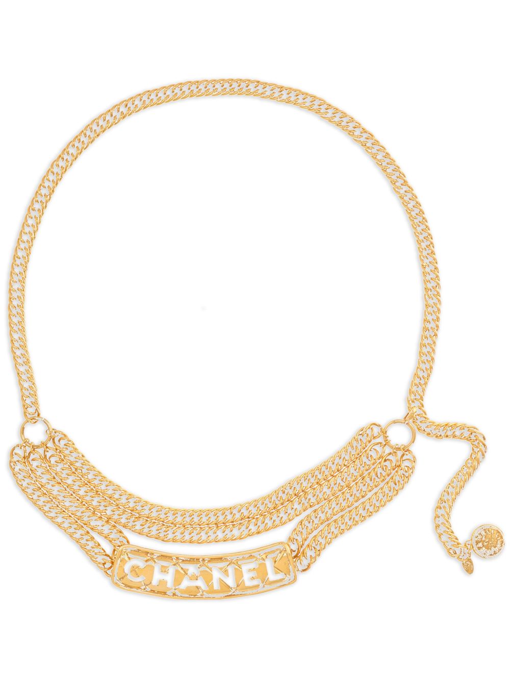 CHANEL Pre-Owned logo标牌链式腰带（1994年典藏款） - 金色
