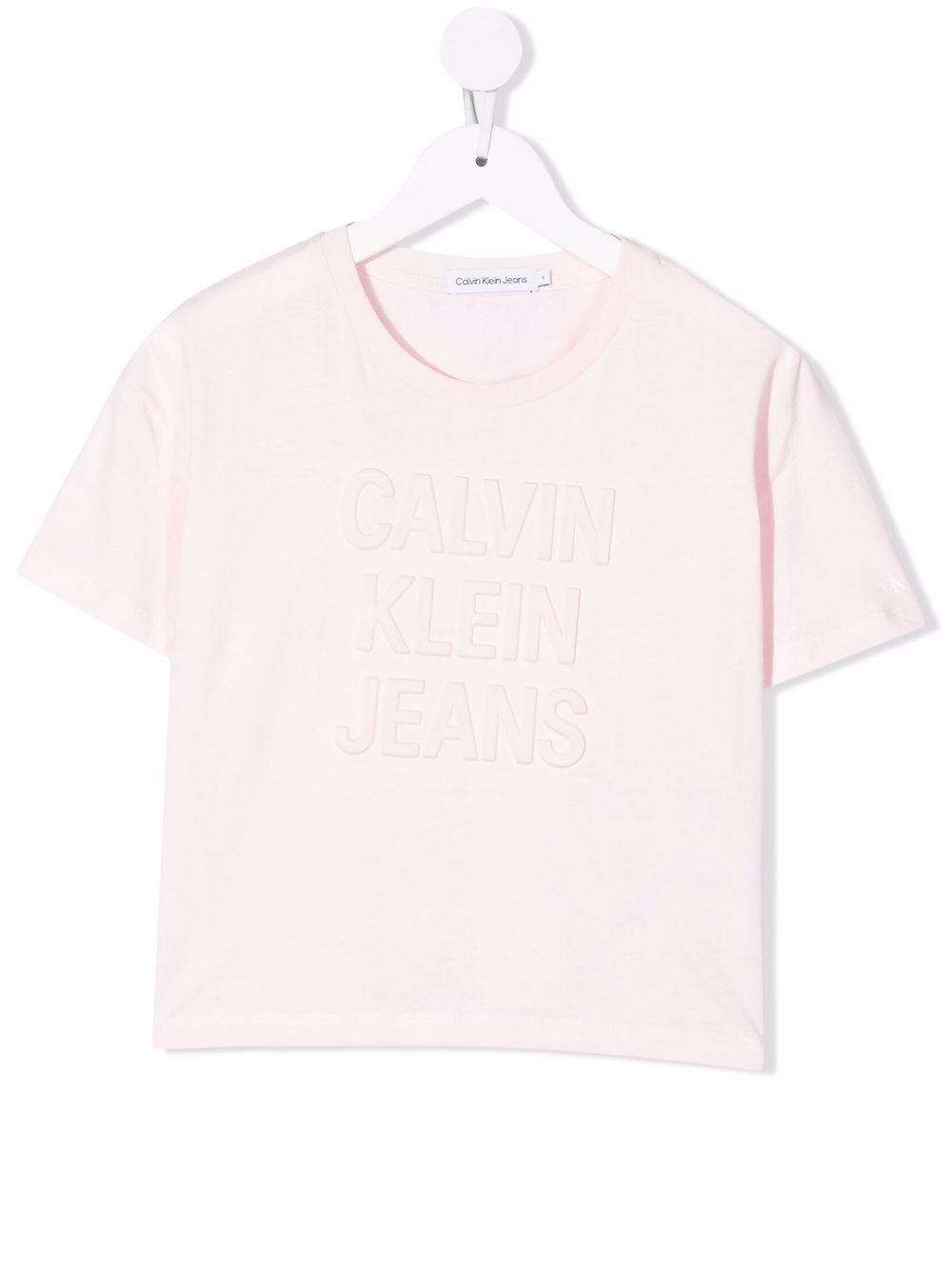 Calvin Klein Kids logo压纹T恤 - 粉色