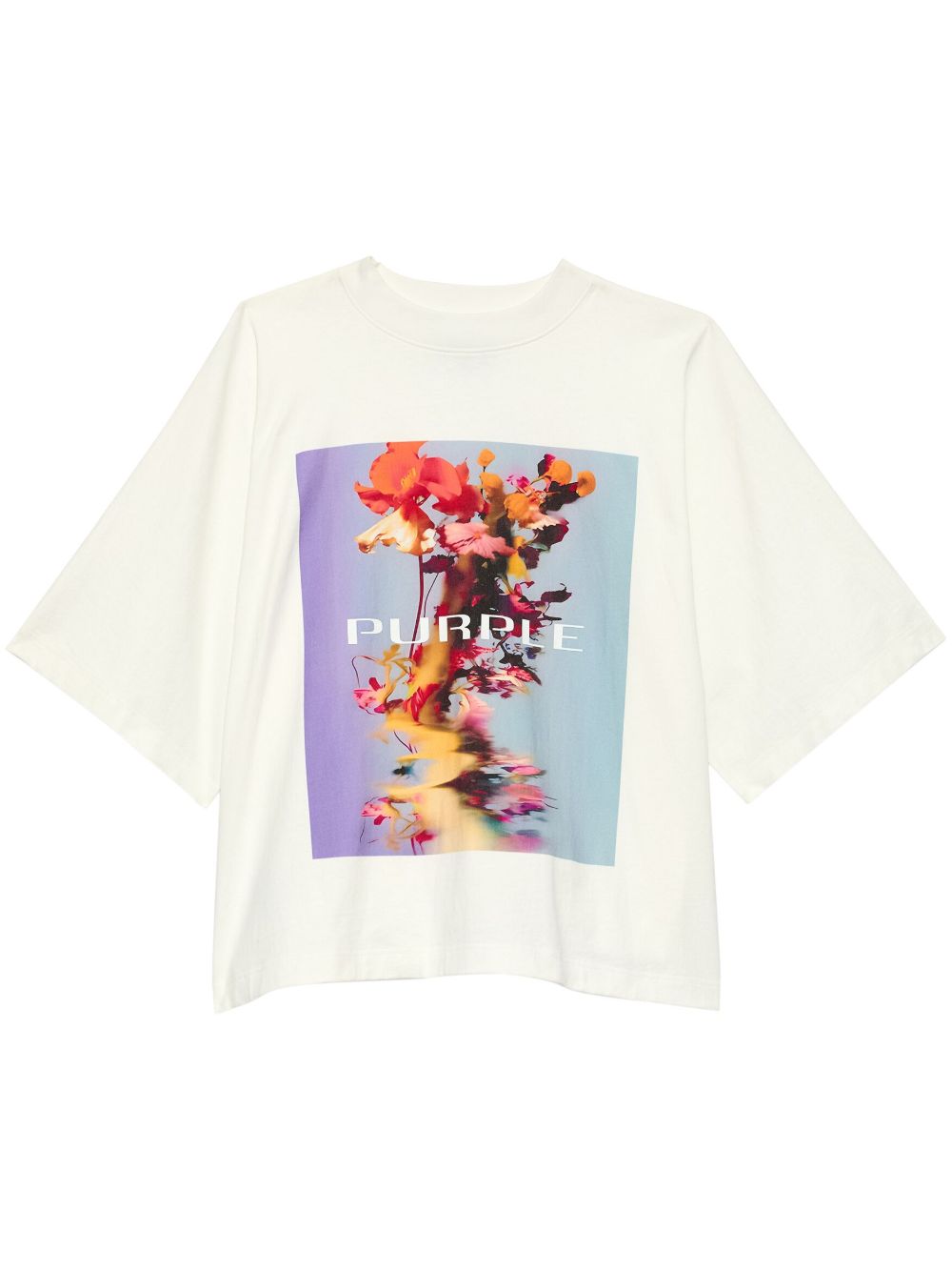 Purple Brand Smudge 印花棉T恤 - 白色