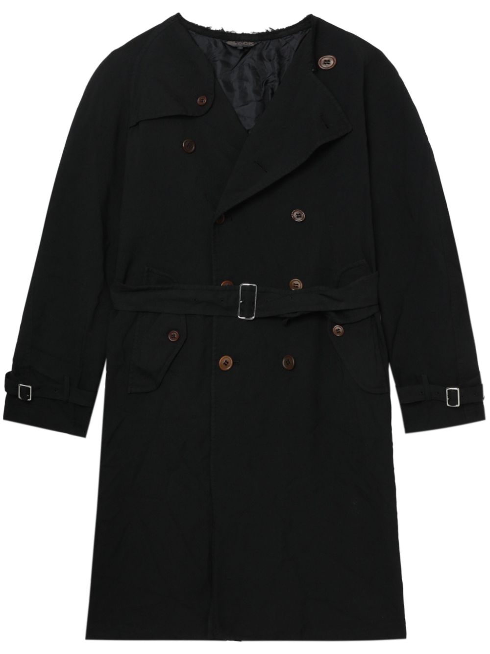 Black Comme Des Garçons 双排扣束腰风衣 - 黑色