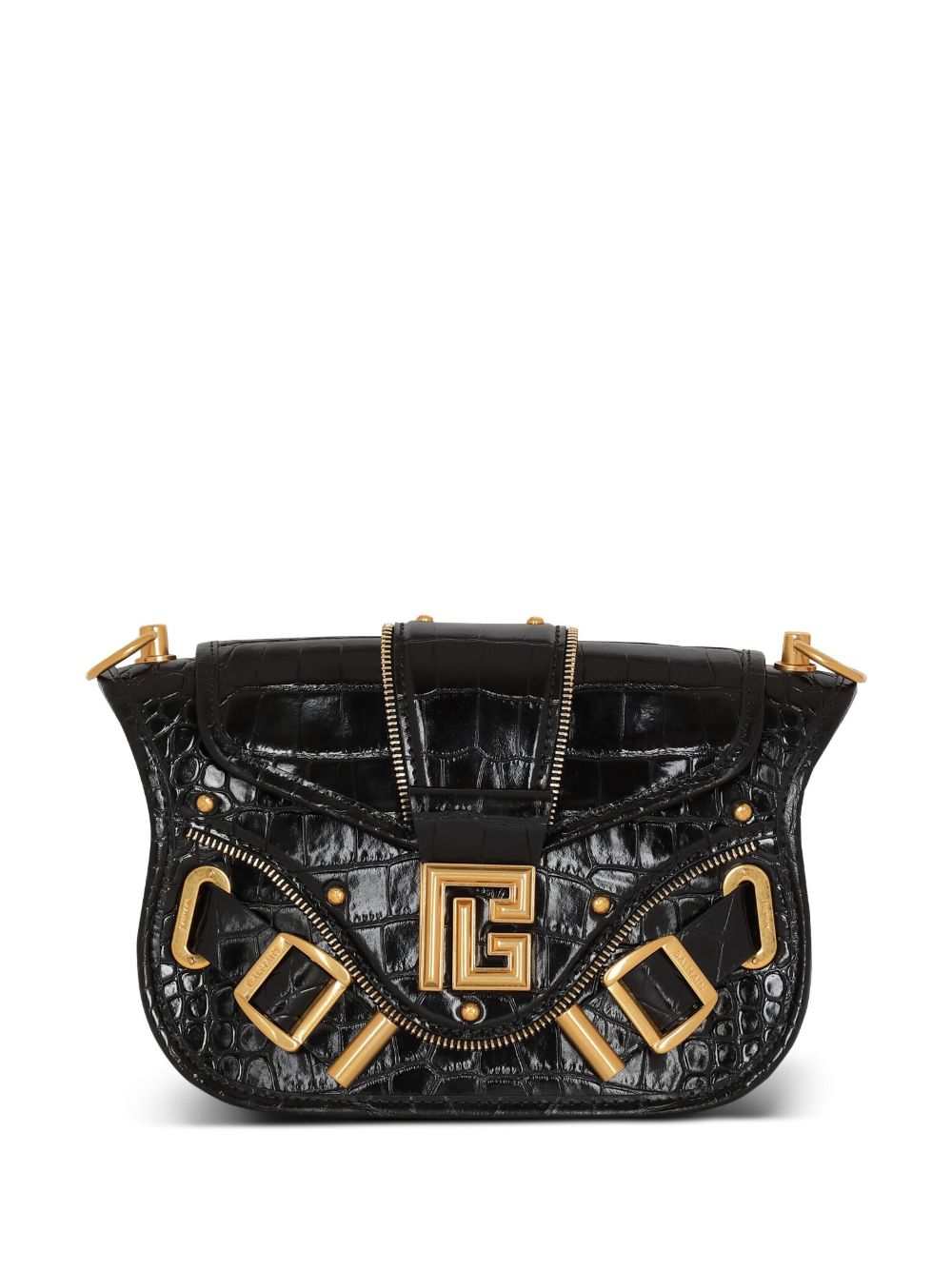 Balmain logo标牌单肩包 - 黑色