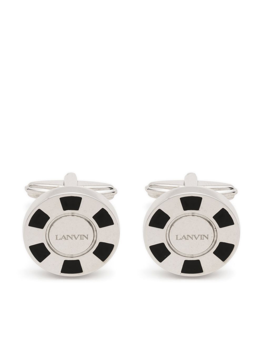 Lanvin logo雕刻细节袖扣 - 银色