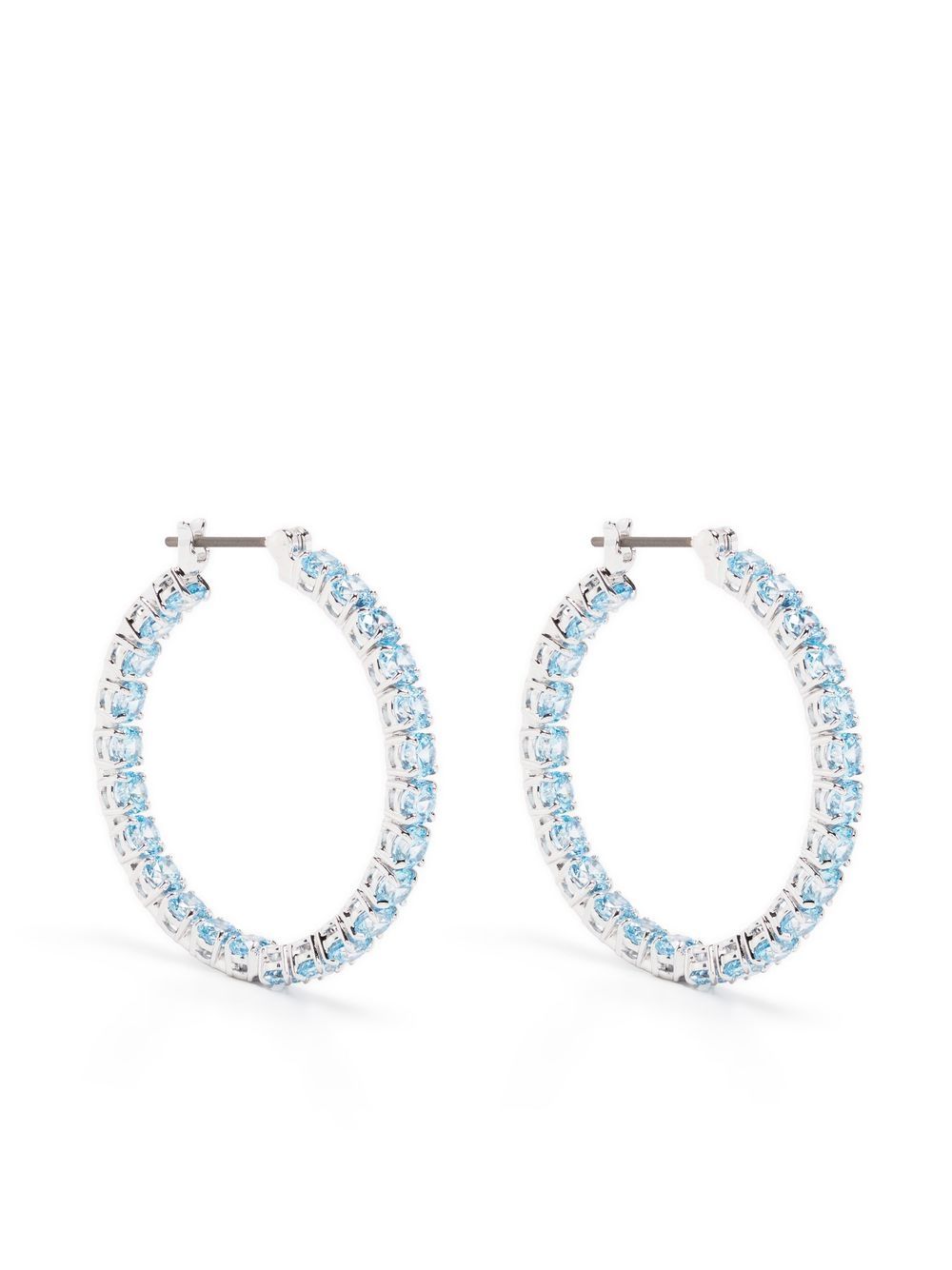 Swarovski 圆形切割宝石缀饰耳环 - 银色