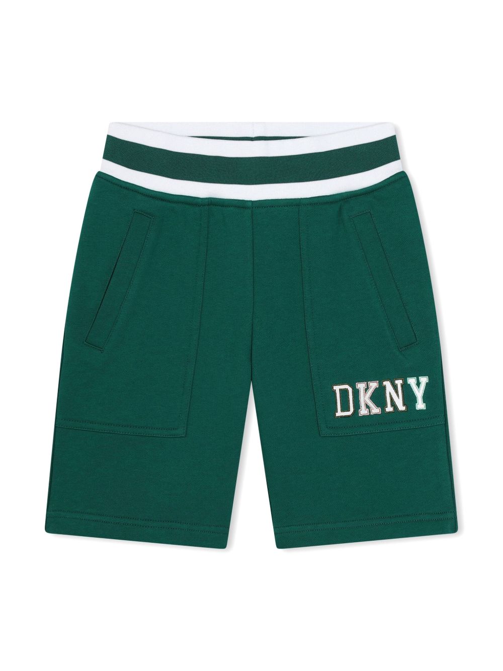 Dkny Kids logo贴花棉短裤 - 绿色
