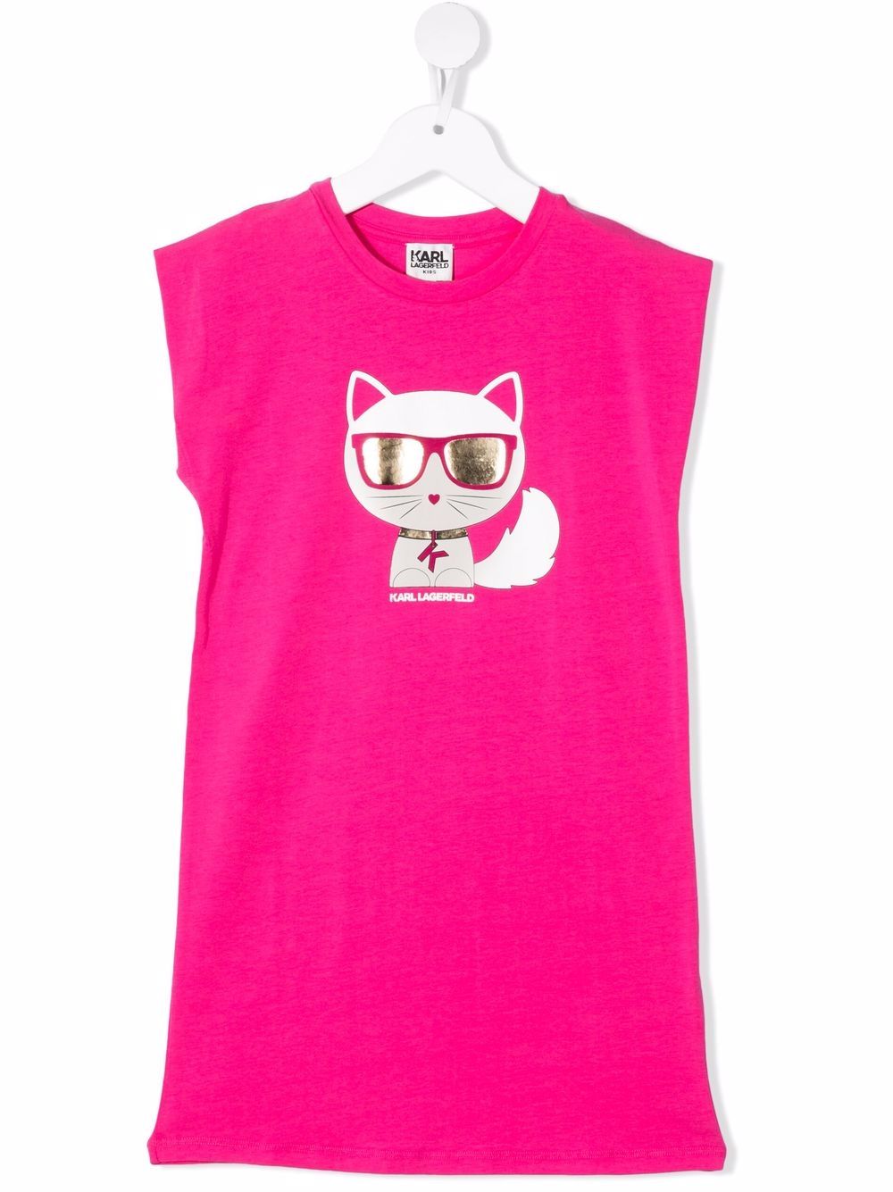 Karl Lagerfeld Kids Choupette 印花T恤式连衣裙 - 粉色