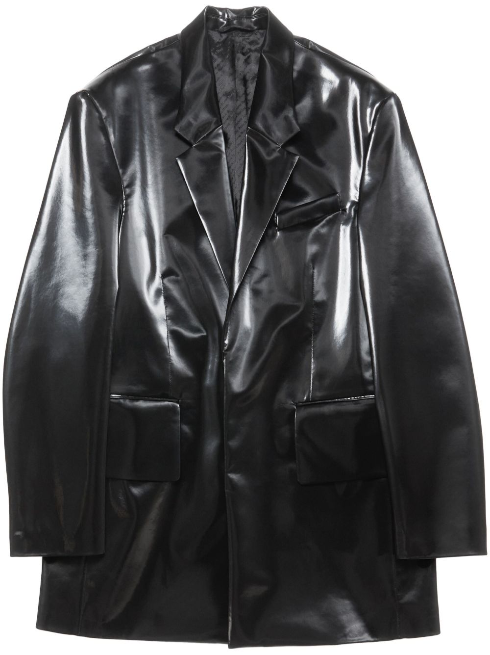Acne Studios 单排扣亮面风衣 - 黑色