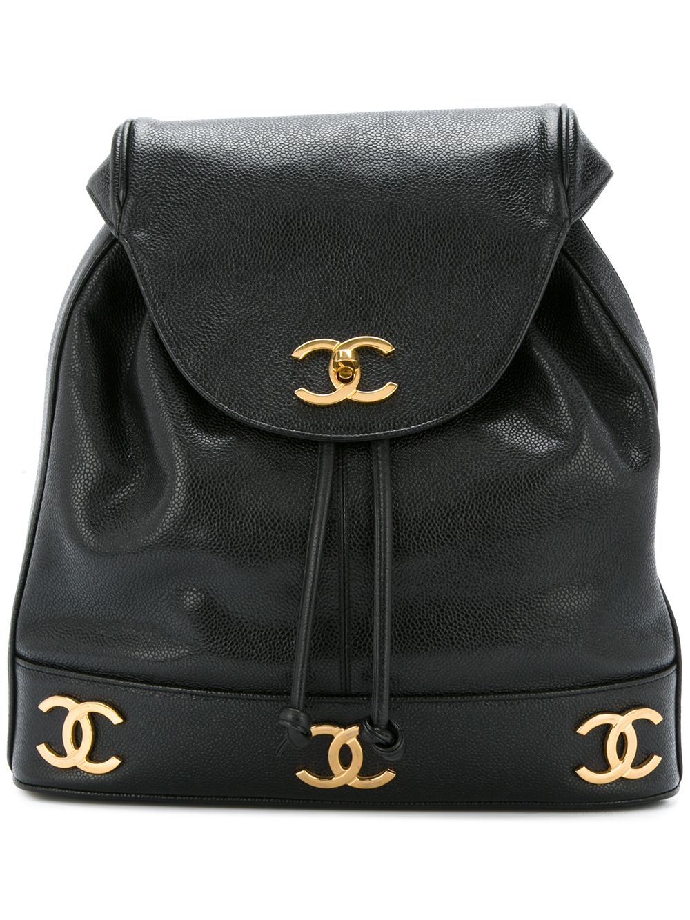 CHANEL Pre-Owned 古着CC链条背包 - 黑色