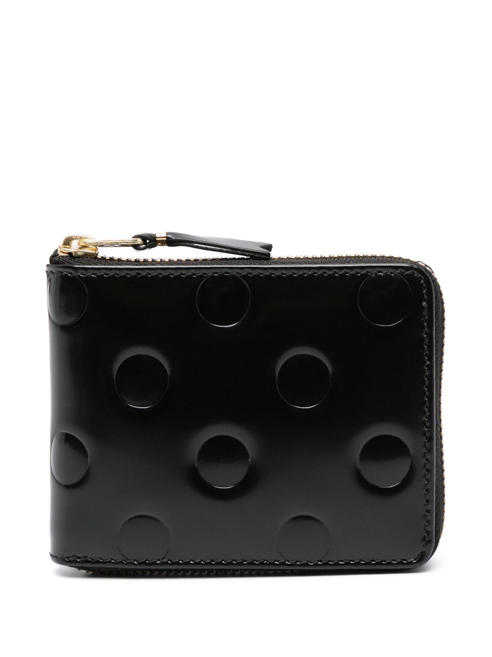 Comme Des Garçons Wallet 凹面压花细节皮质钱包 - 黑色
