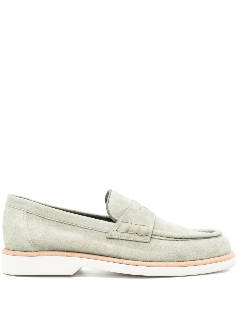 Santoni 绒面皮乐福鞋 - 绿色